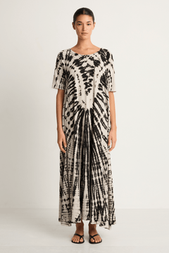 Raquel Allegra Bantu Maxi Dress - Black Dirt White