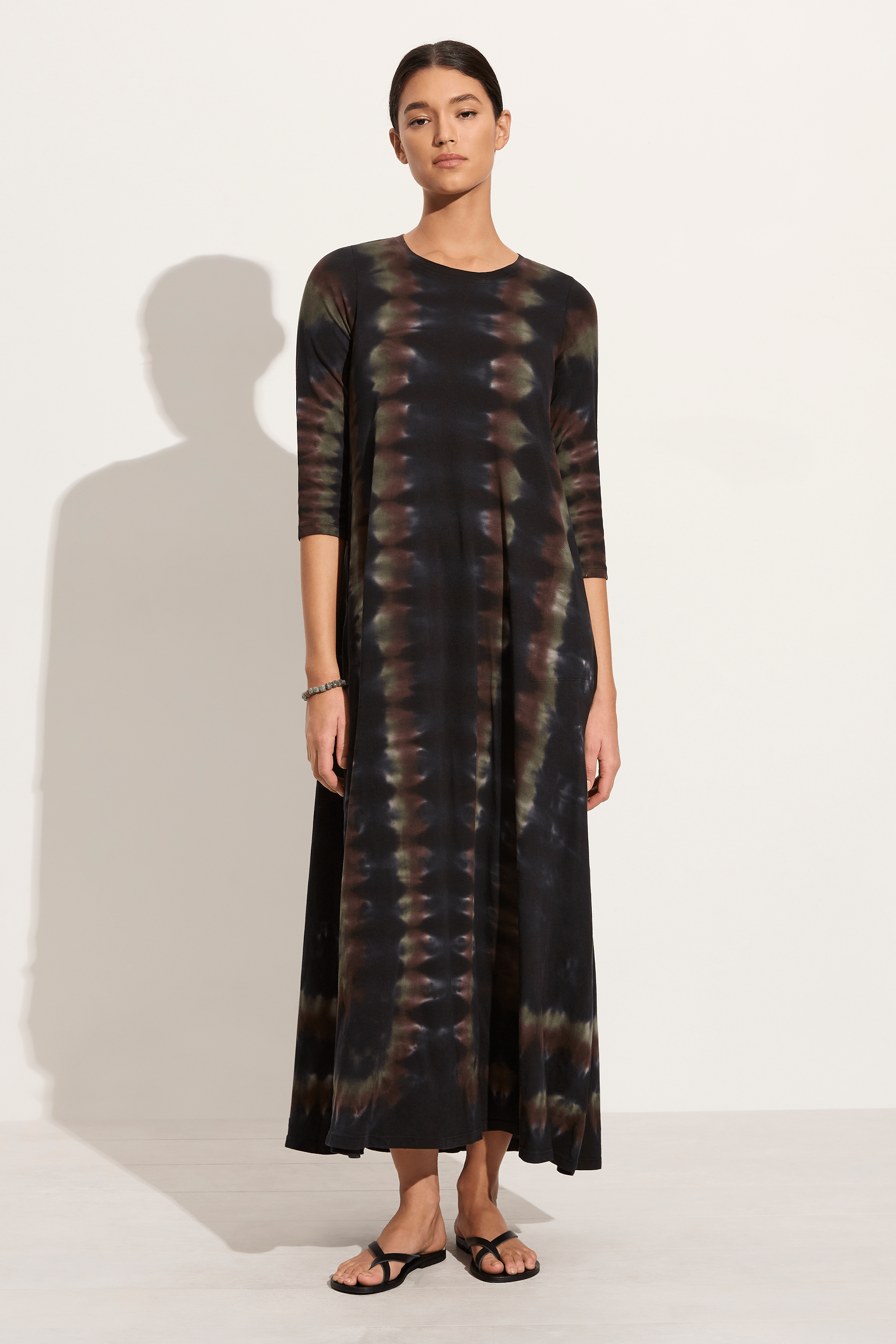 Raquel Allegra Drama maxi dress in black hills tie dye - SOLEIL BLUE®