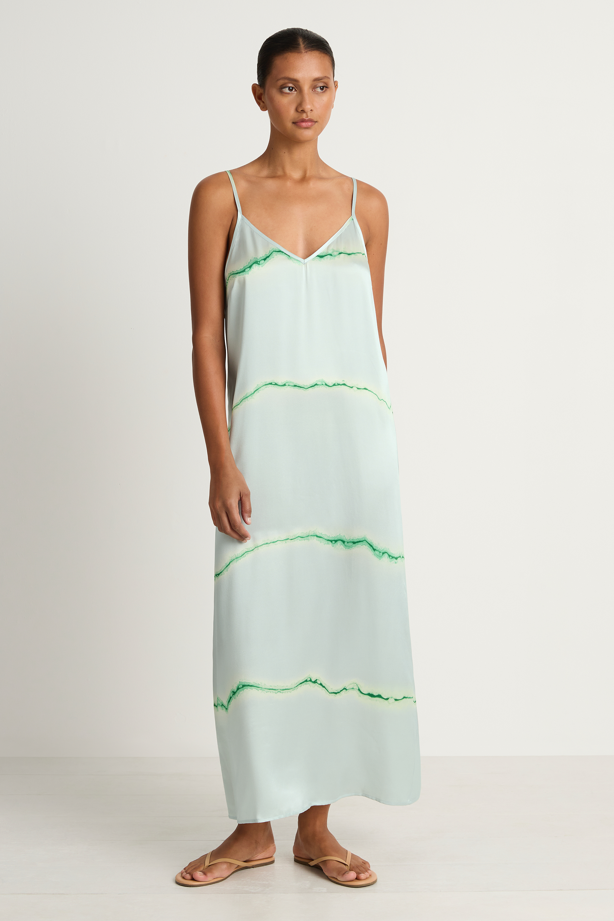 Raquel Allegra Normandie Maxi Dress - Ice Blue & Jade