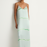 Raquel Allegra Normandie Maxi Dress - Ice Blue & Jade