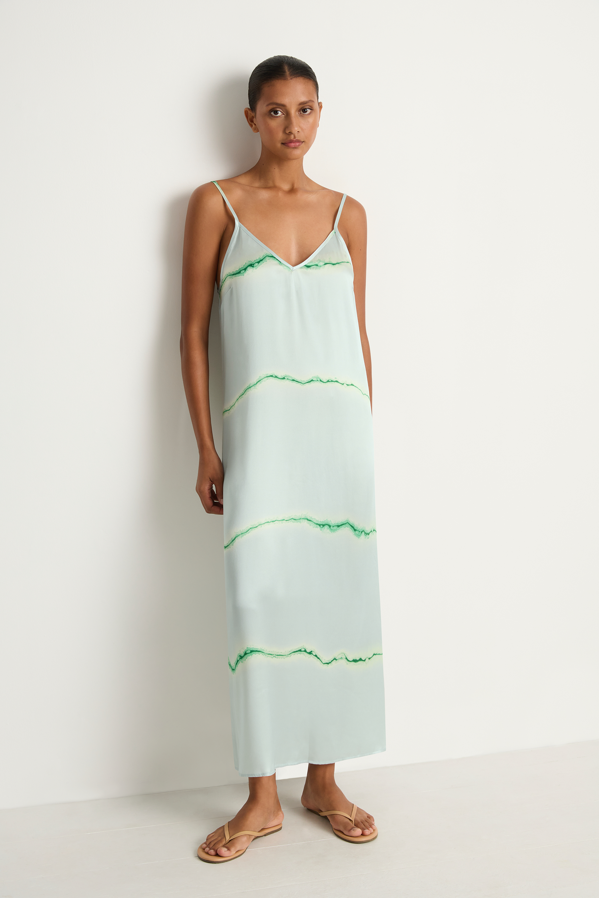 Raquel Allegra Normandie Maxi Dress - Ice Blue & Jade