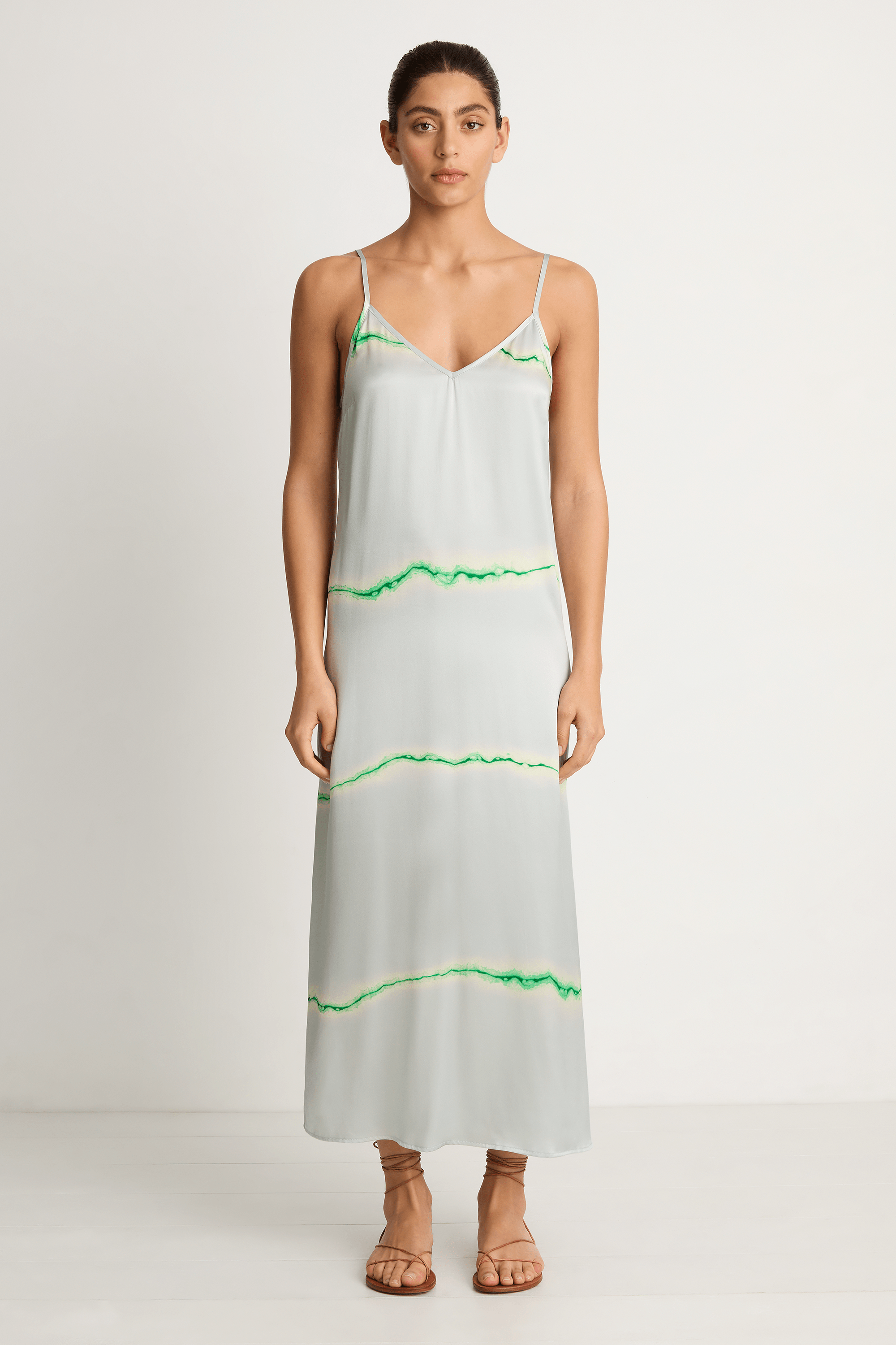 Raquel Allegra Normandie Maxi Dress - Ice Blue & Jade