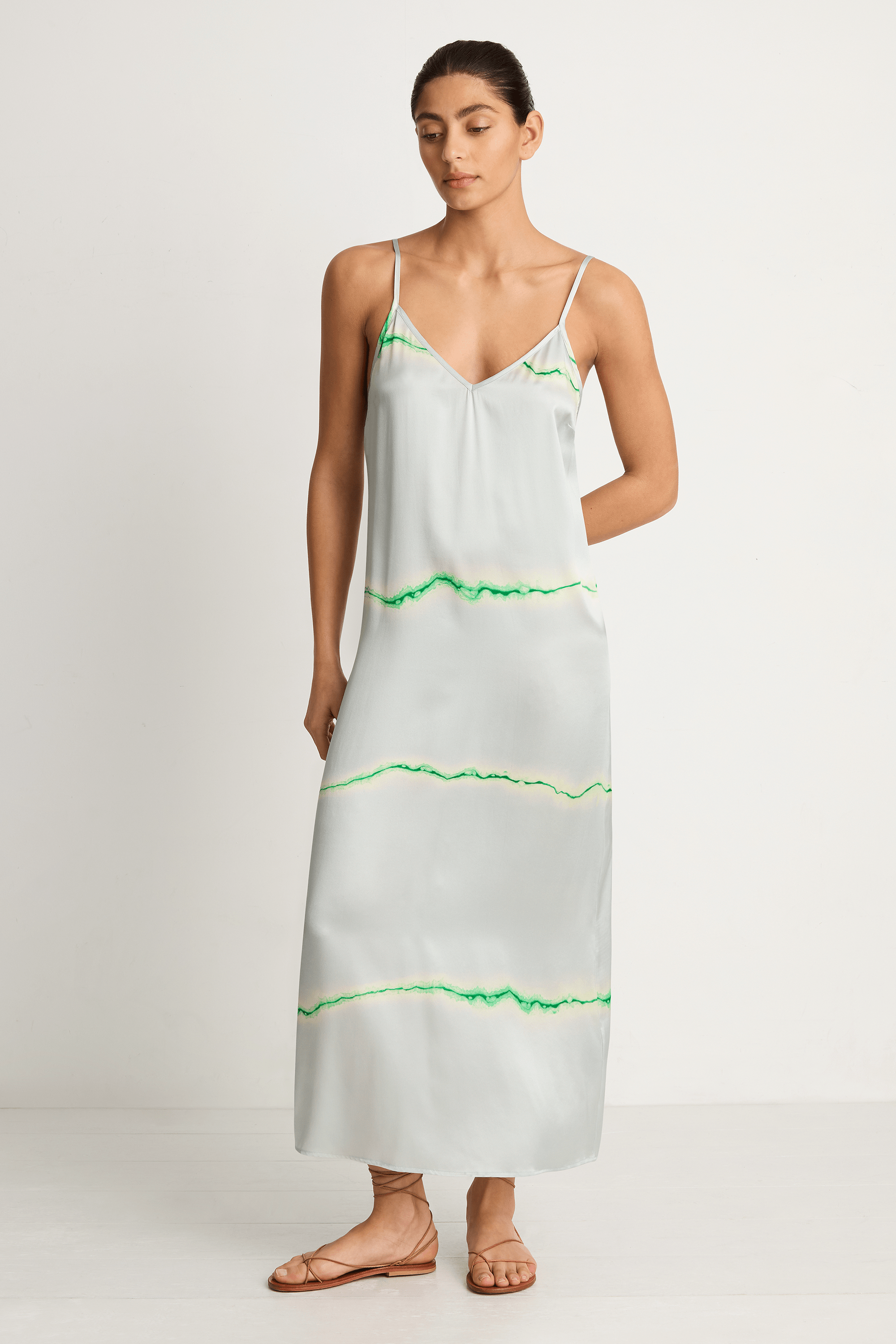 Raquel Allegra Normandie Maxi Dress - Ice Blue & Jade