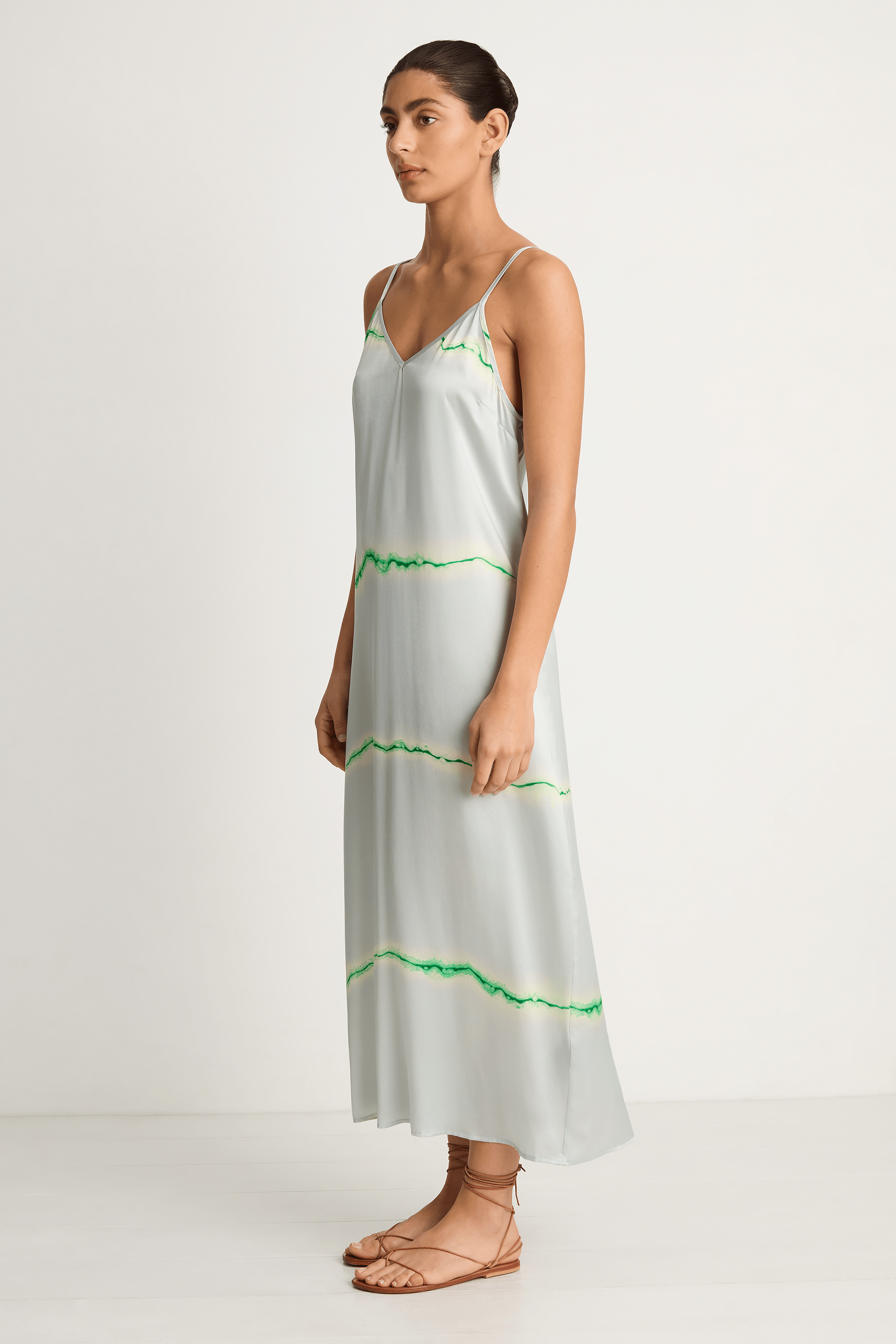 Raquel Allegra Normandie Maxi Dress - Ice Blue & Jade