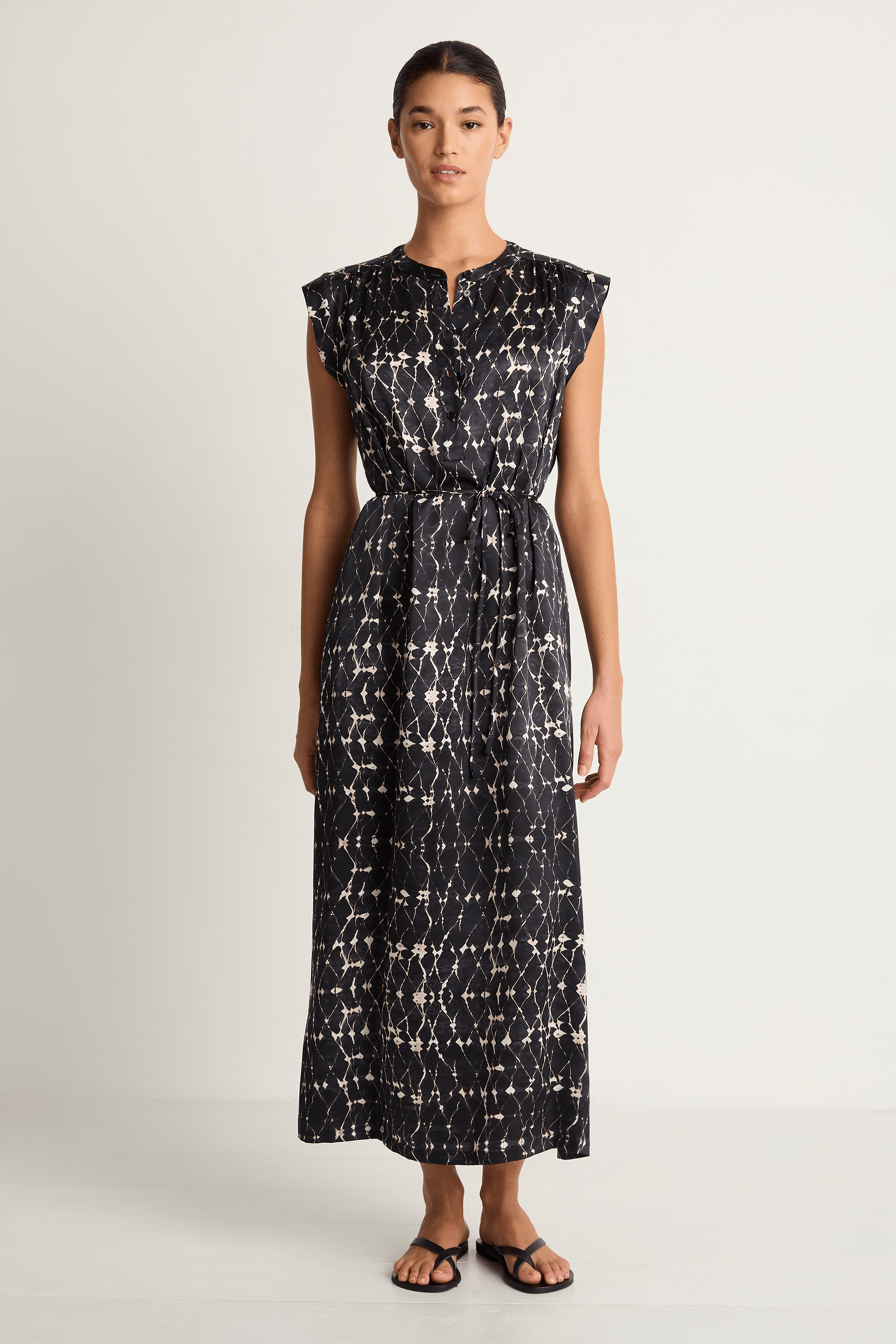 Raquel Allegra Zaire Midi Dress - Diamond Charcoal