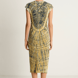 Raquel Allegra Zanzibar Midi Dress - Yellow Navy