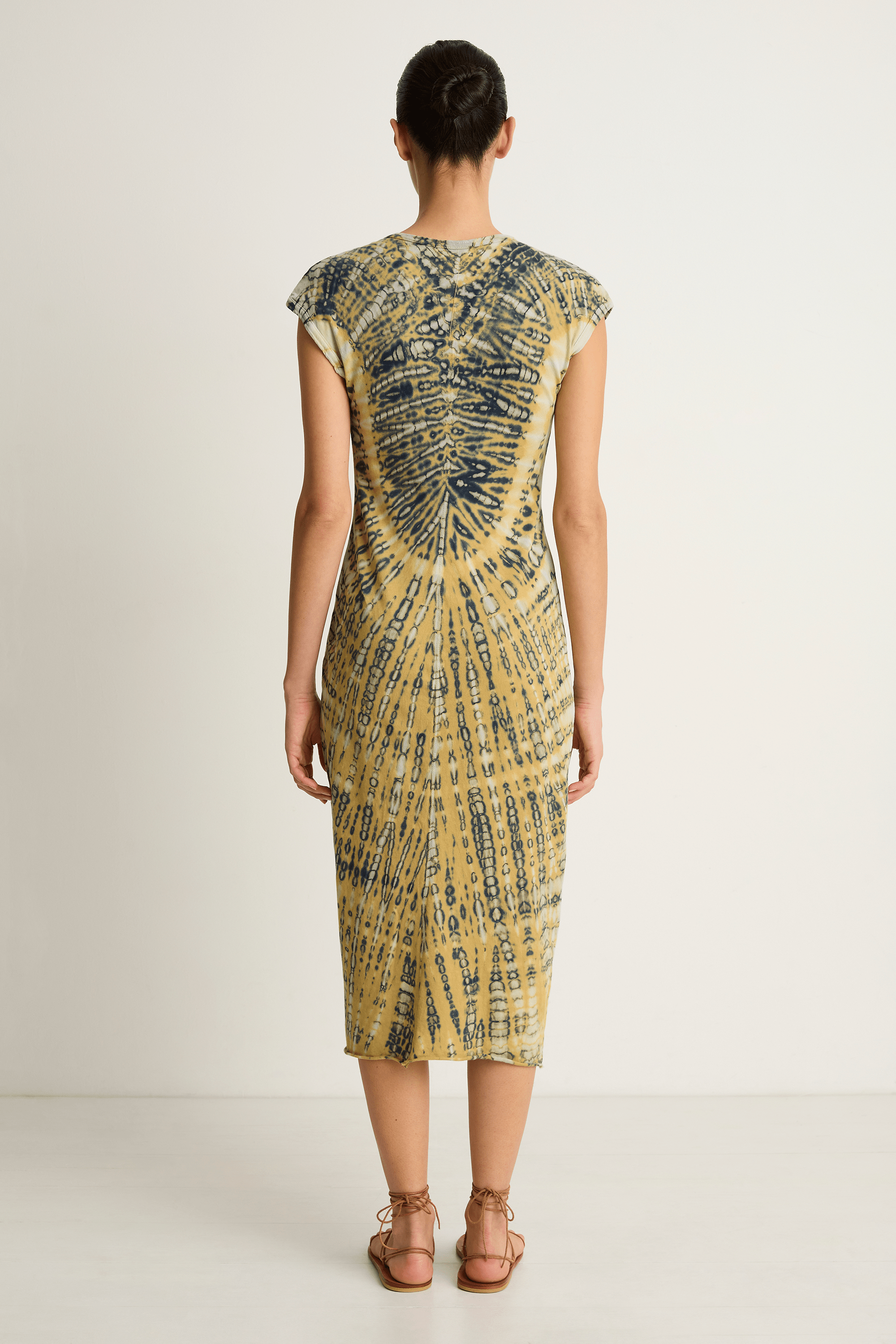 Raquel Allegra Zanzibar Midi Dress - Yellow Navy