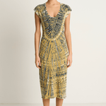 Raquel Allegra Zanzibar Midi Dress - Yellow Navy