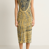 Raquel Allegra Zanzibar Midi Dress - Yellow Navy