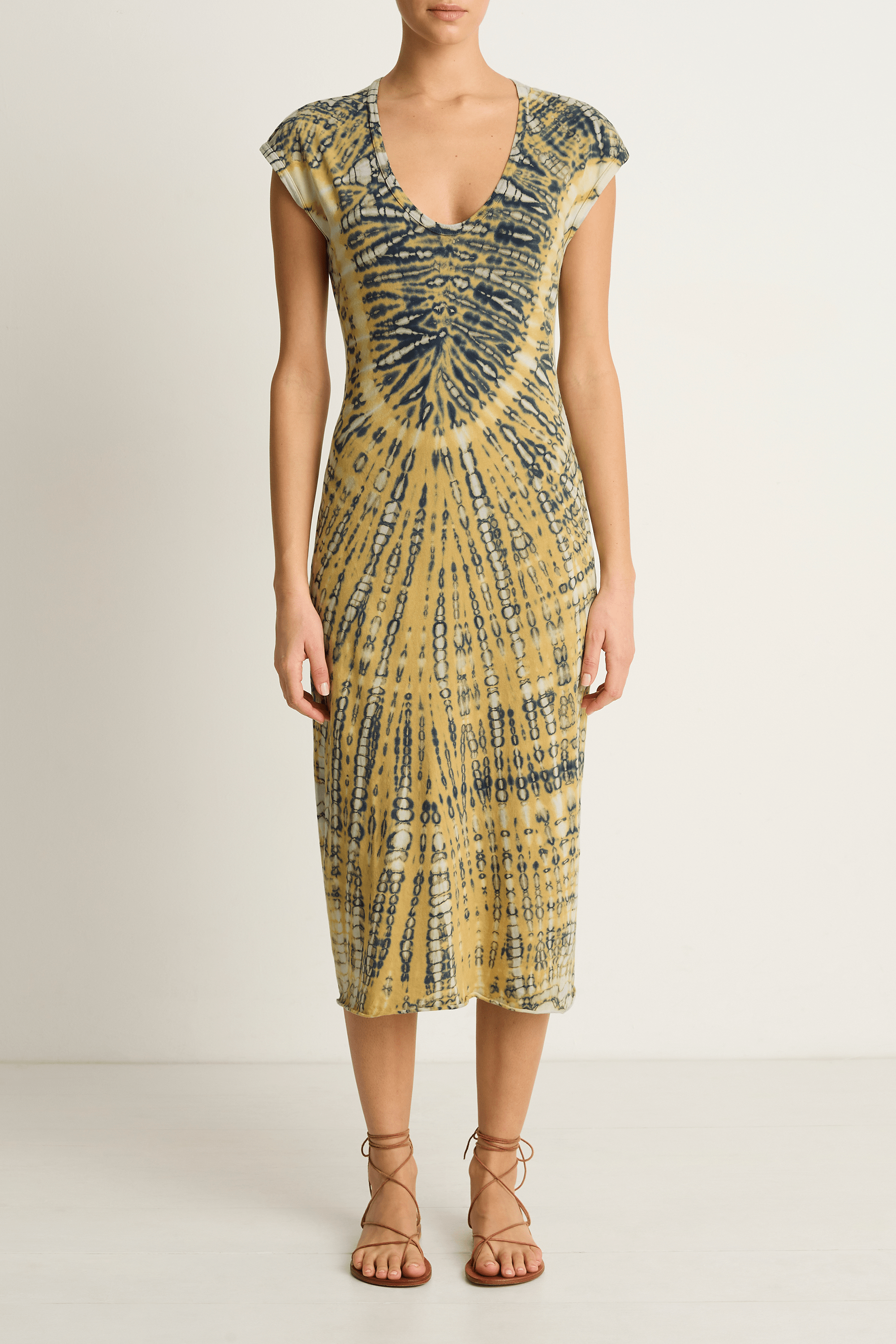 Raquel Allegra Zanzibar Midi Dress - Yellow Navy - FINAL Raquel Allegra Zanzibar Midi Dress - Yellow Navy - FINAL