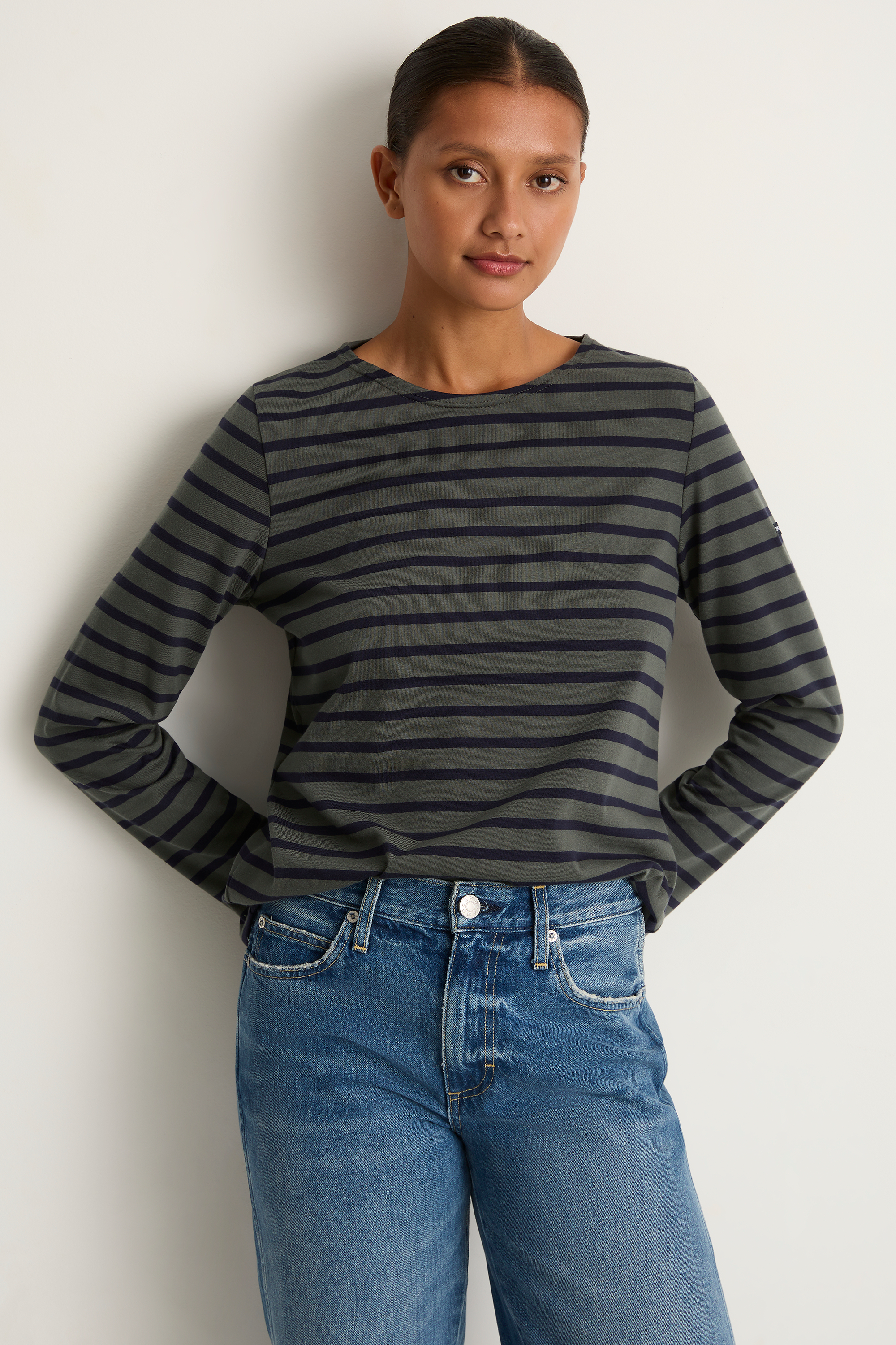 Saint James Minquidame Top - Vegetal Navy