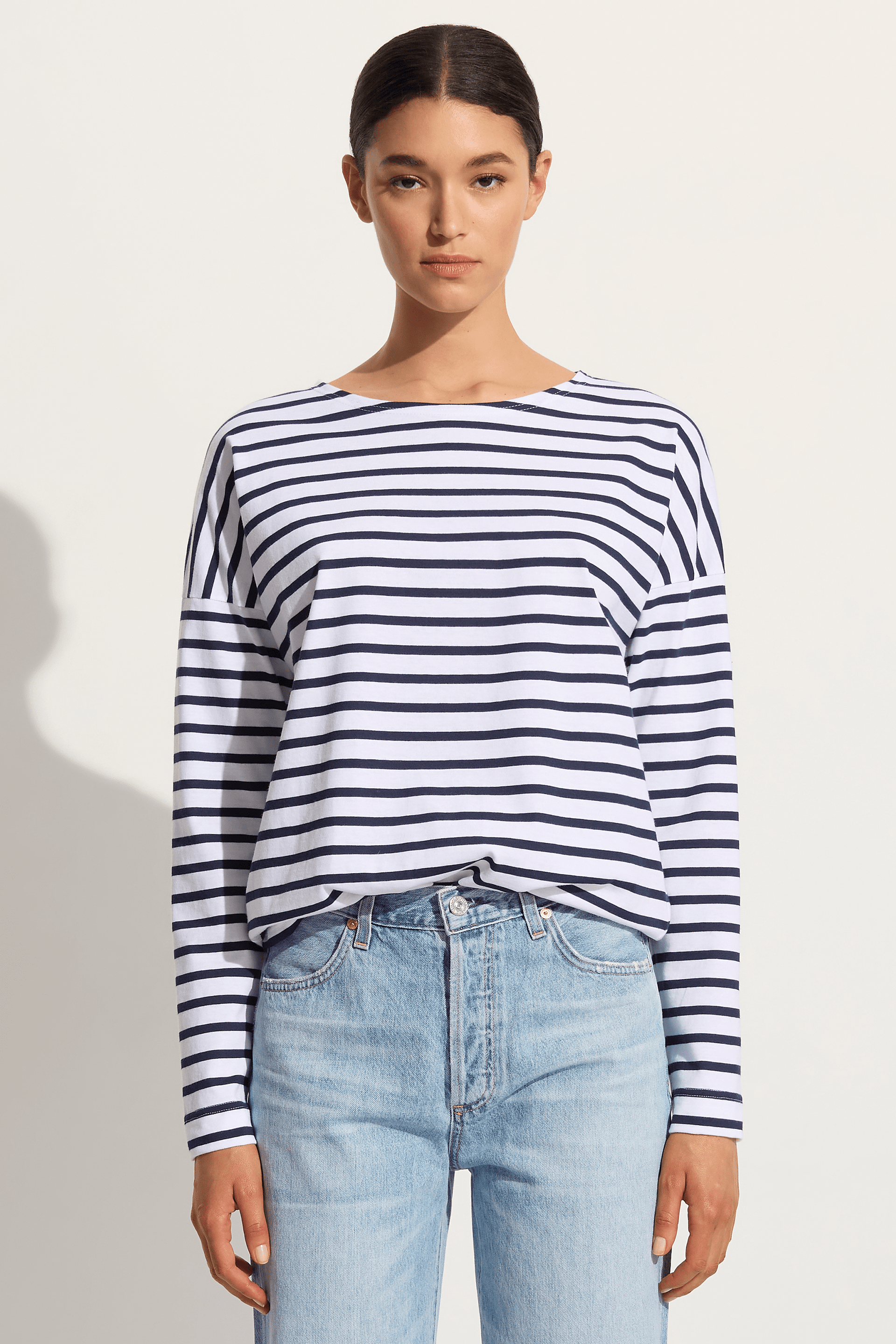 Saint James Minquiers II drop shoulder top in Neige/Marine