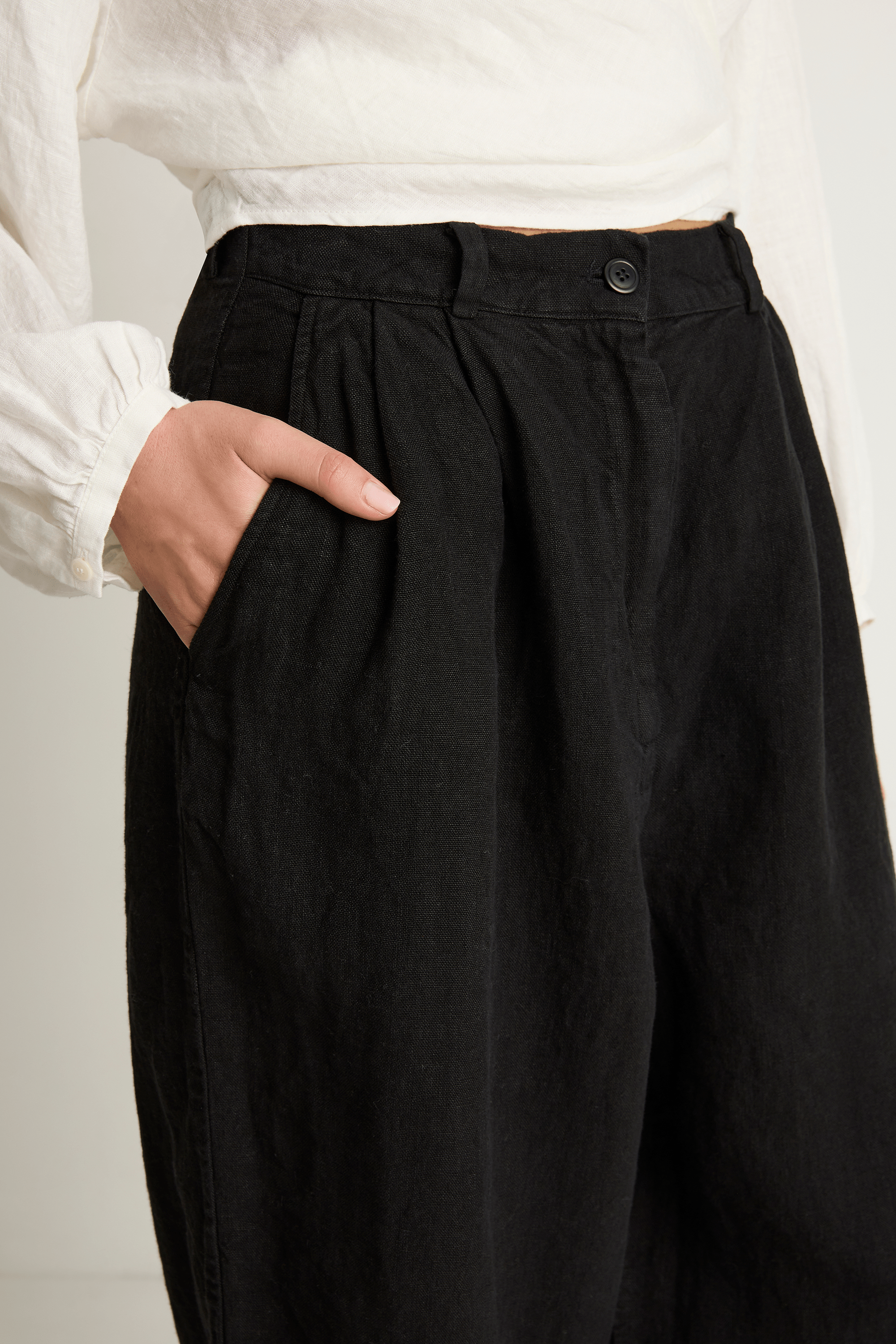 Shaina Mote Linen Boy Trouser - Onyx