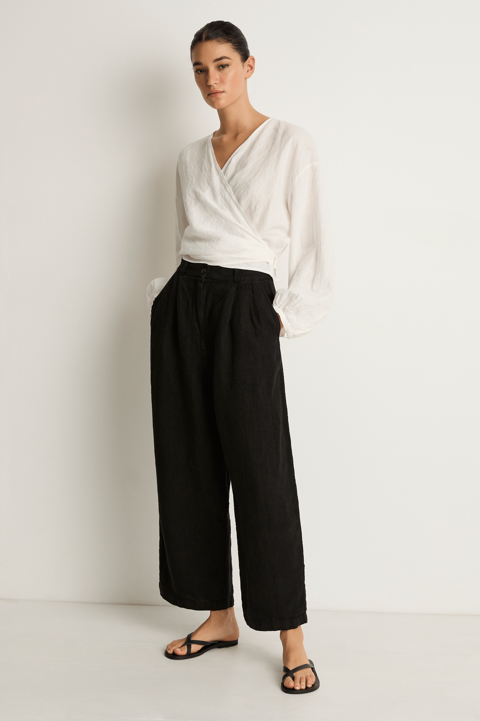 Shaina Mote Linen Boy Trouser - Onyx