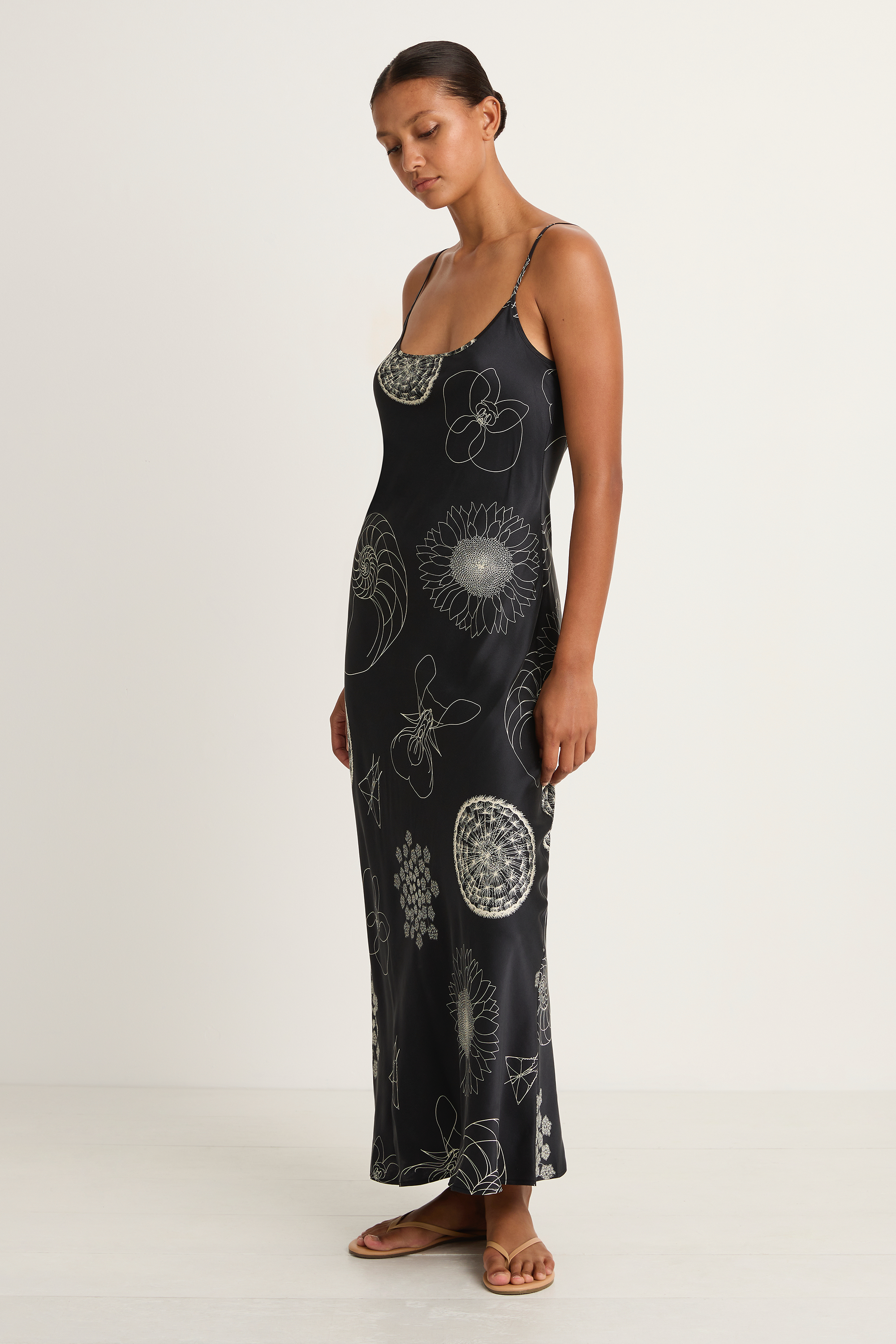 Silk Laundry 1996 Slip Dress - Fibonacci Black