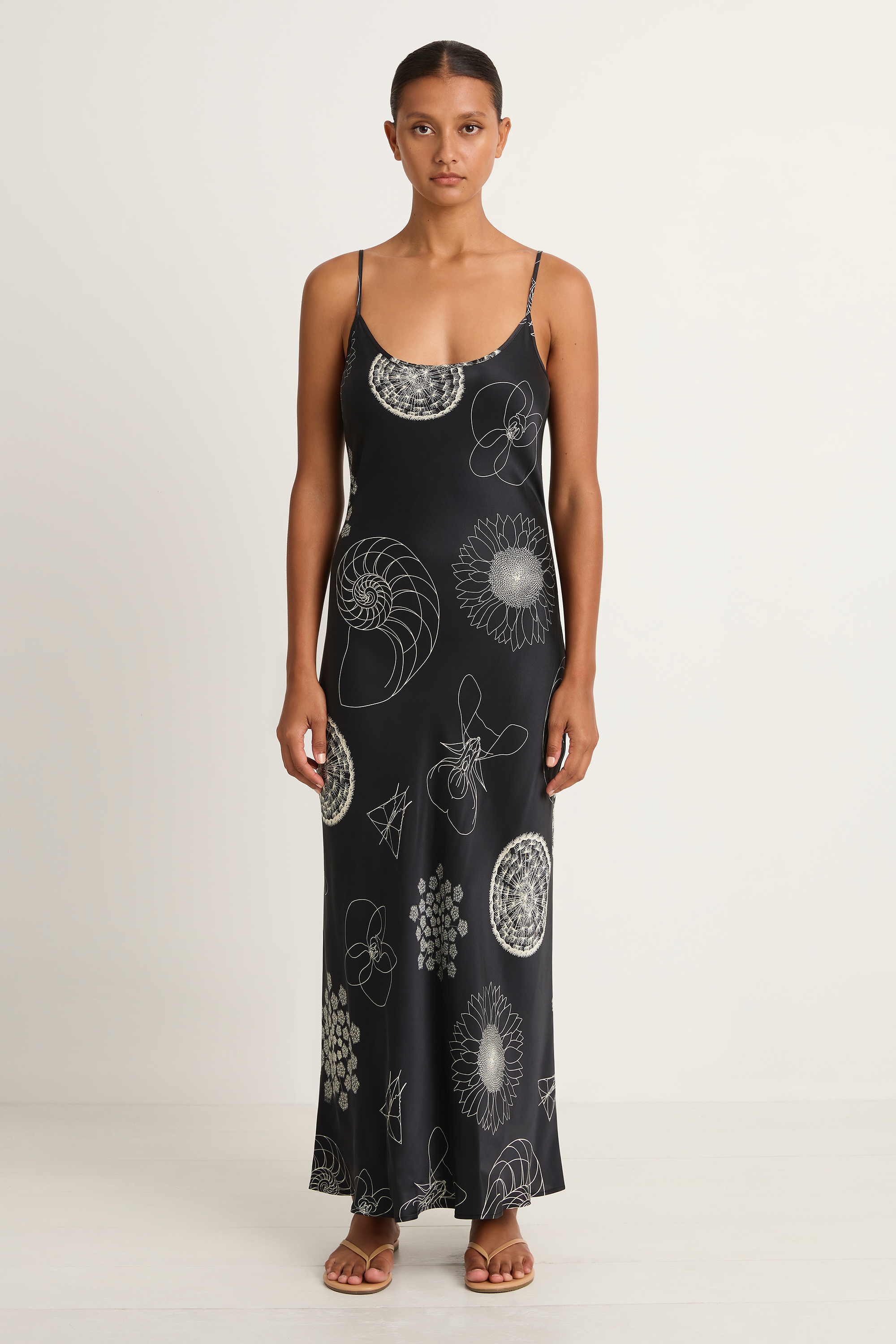 Silk Laundry 1996 Slip Dress - Fibonacci Black