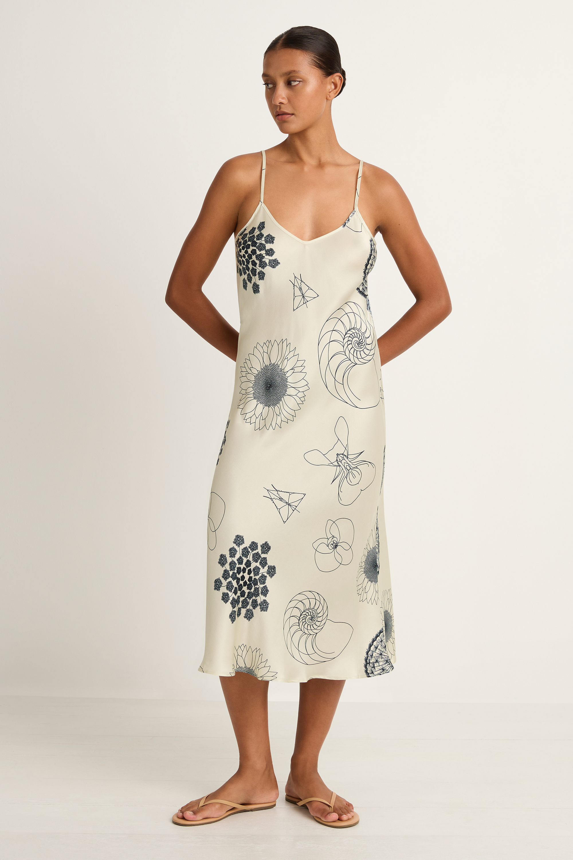 Silk Laundry 90s Slip Dress - Fibonacci Off White