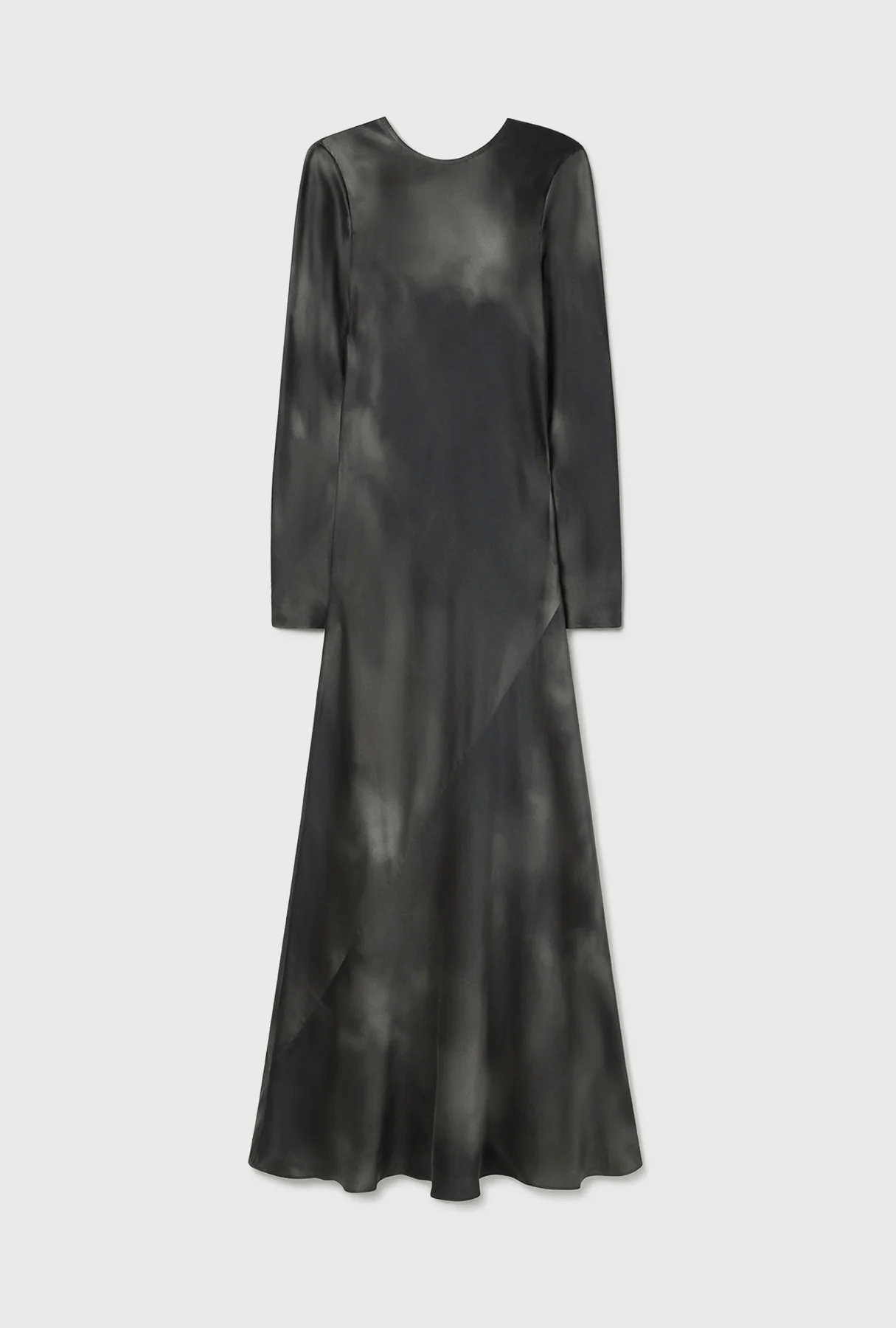 Silk Laundry Full Sleeve Bias Dress - Smoke