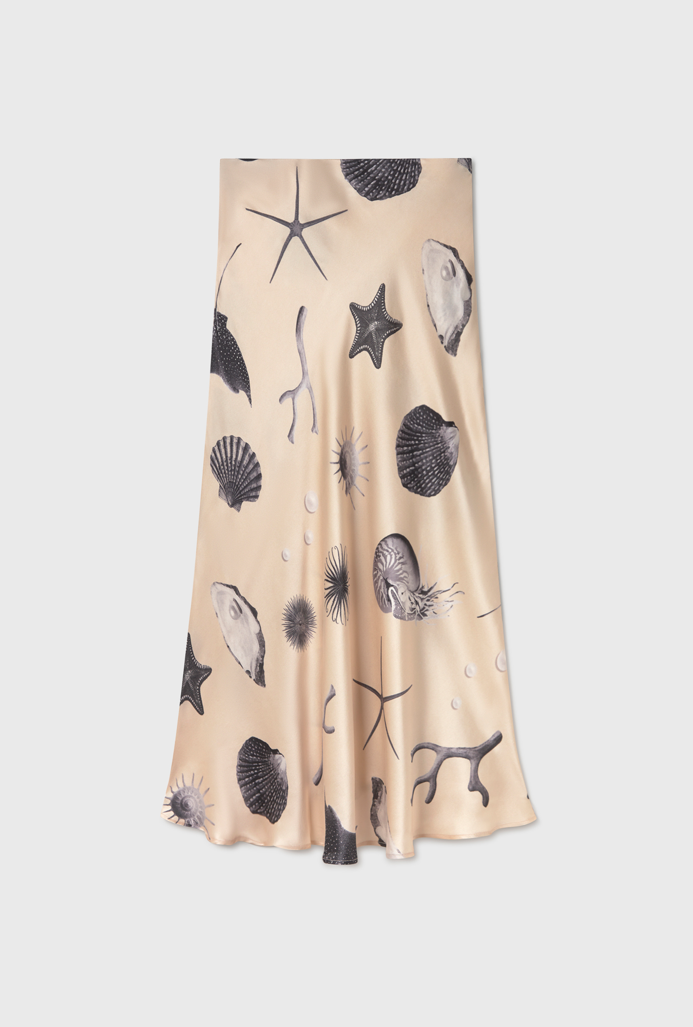 Silk Laundry Long Bias Cut Skirt - Seashells