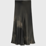 Silk Laundry Long Bias Cut Skirt - Smoke