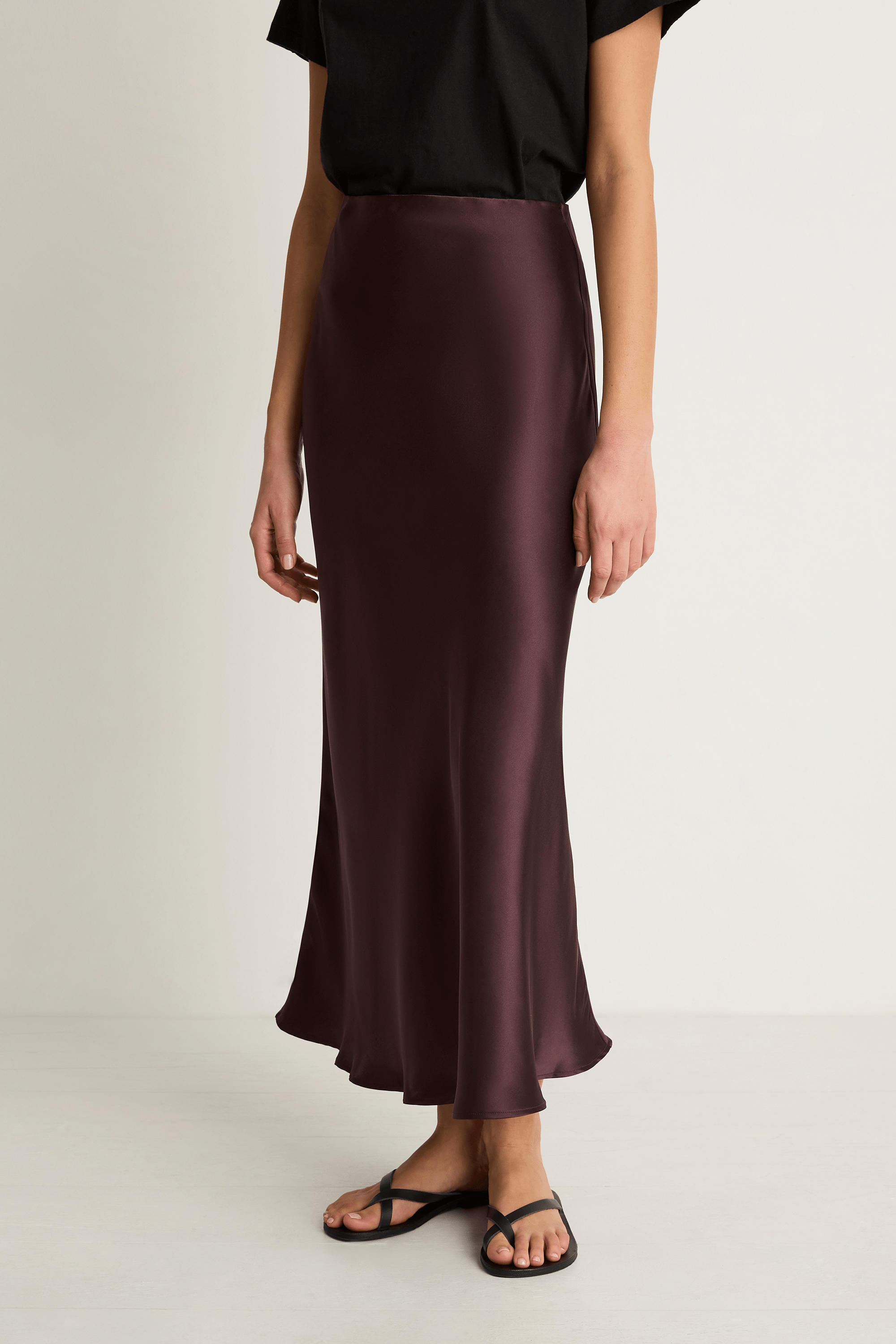 Silk Laundry Long Bias Skirt - Cacao