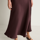 Silk Laundry Long Bias Skirt - Cacao