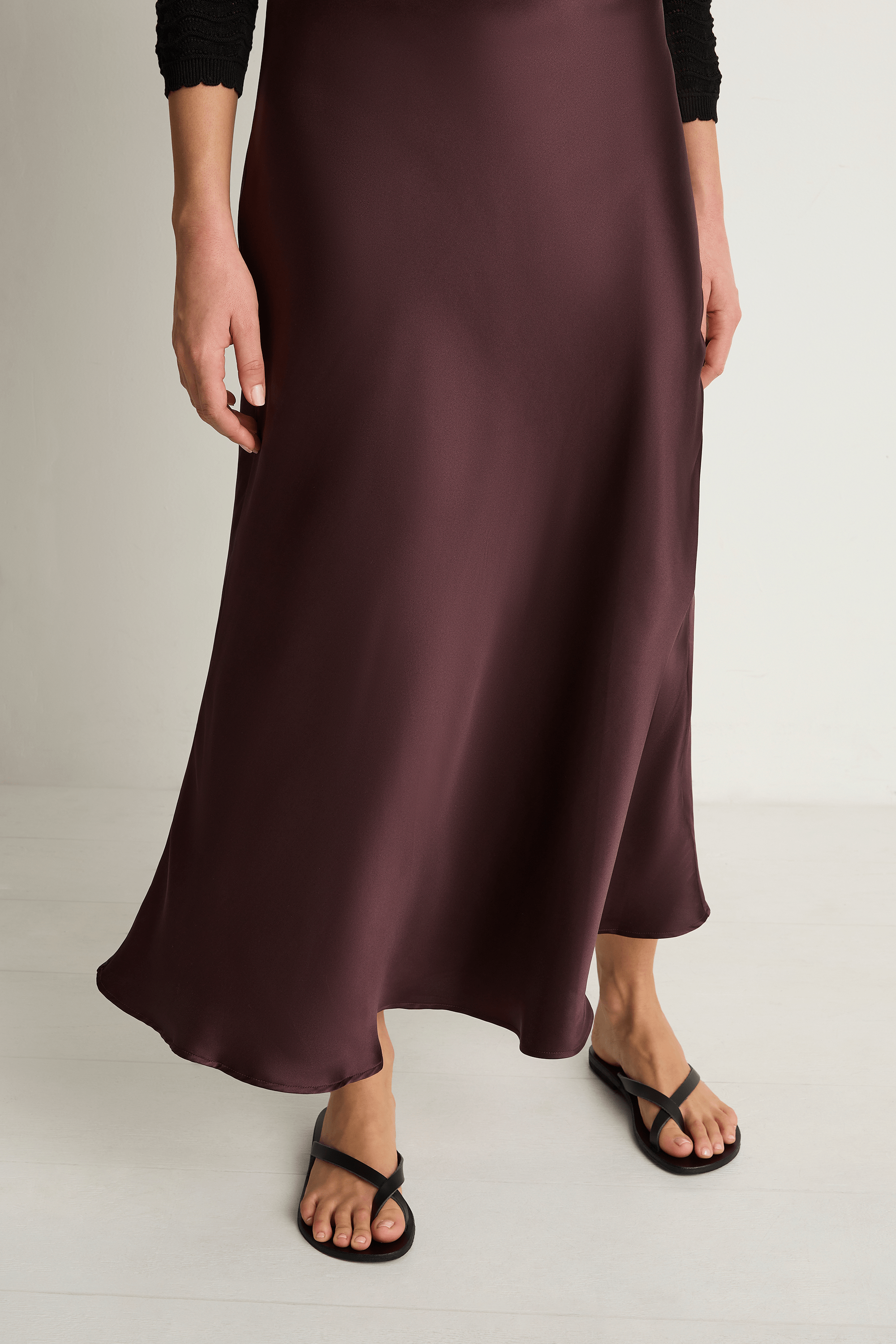 Silk Laundry Long Bias Skirt - Cacao