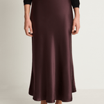 Silk Laundry Long Bias Skirt - Cacao