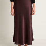 Silk Laundry Long Bias Skirt - Cacao