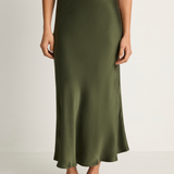 Silk Laundry Long Bias Skirt - Cedar