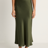 Silk Laundry Long Bias Skirt - Cedar