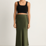 Silk Laundry Long Bias Skirt - Cedar