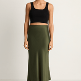 Silk Laundry Long Bias Skirt - Cedar