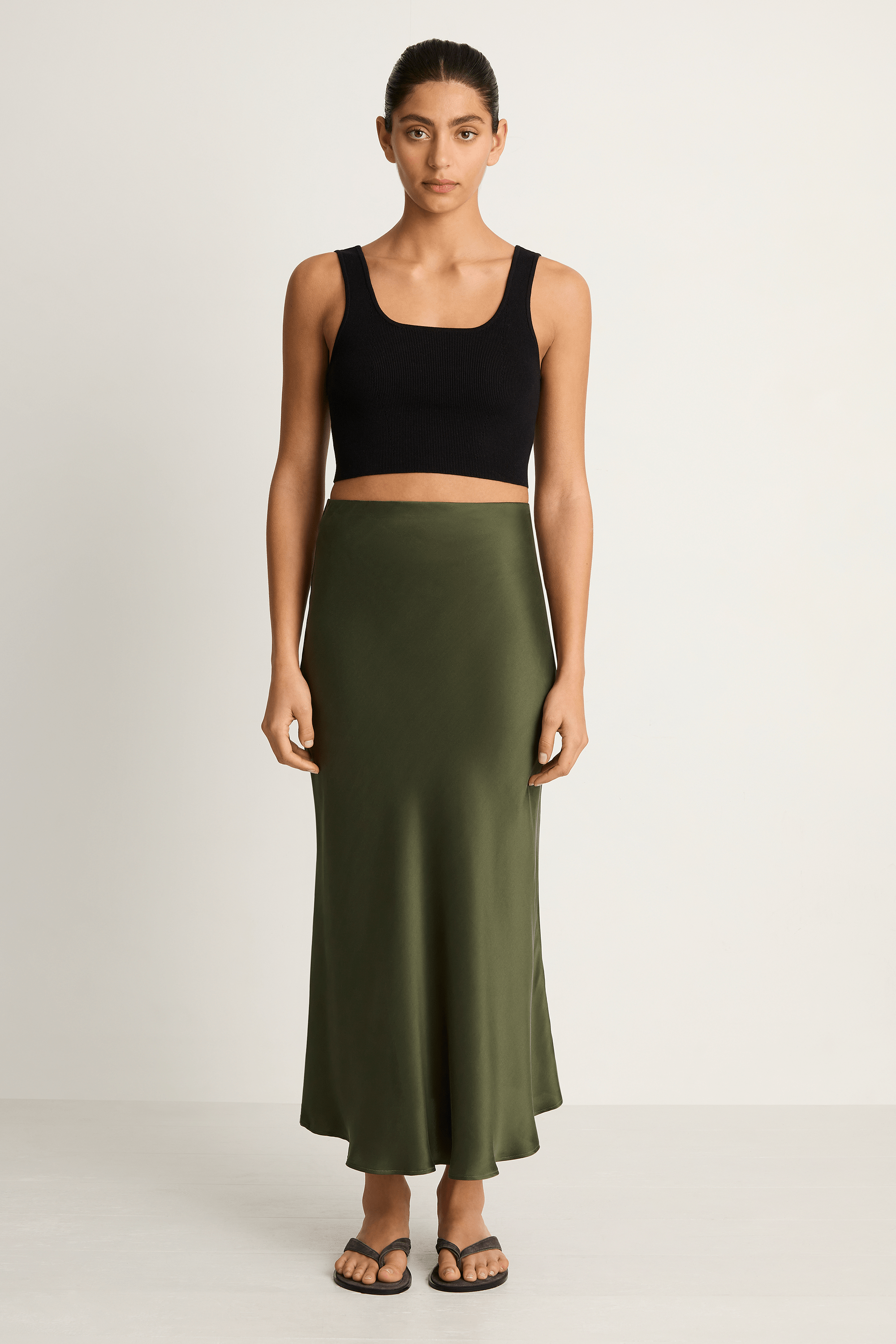 Silk Laundry Long Bias Skirt - Cedar