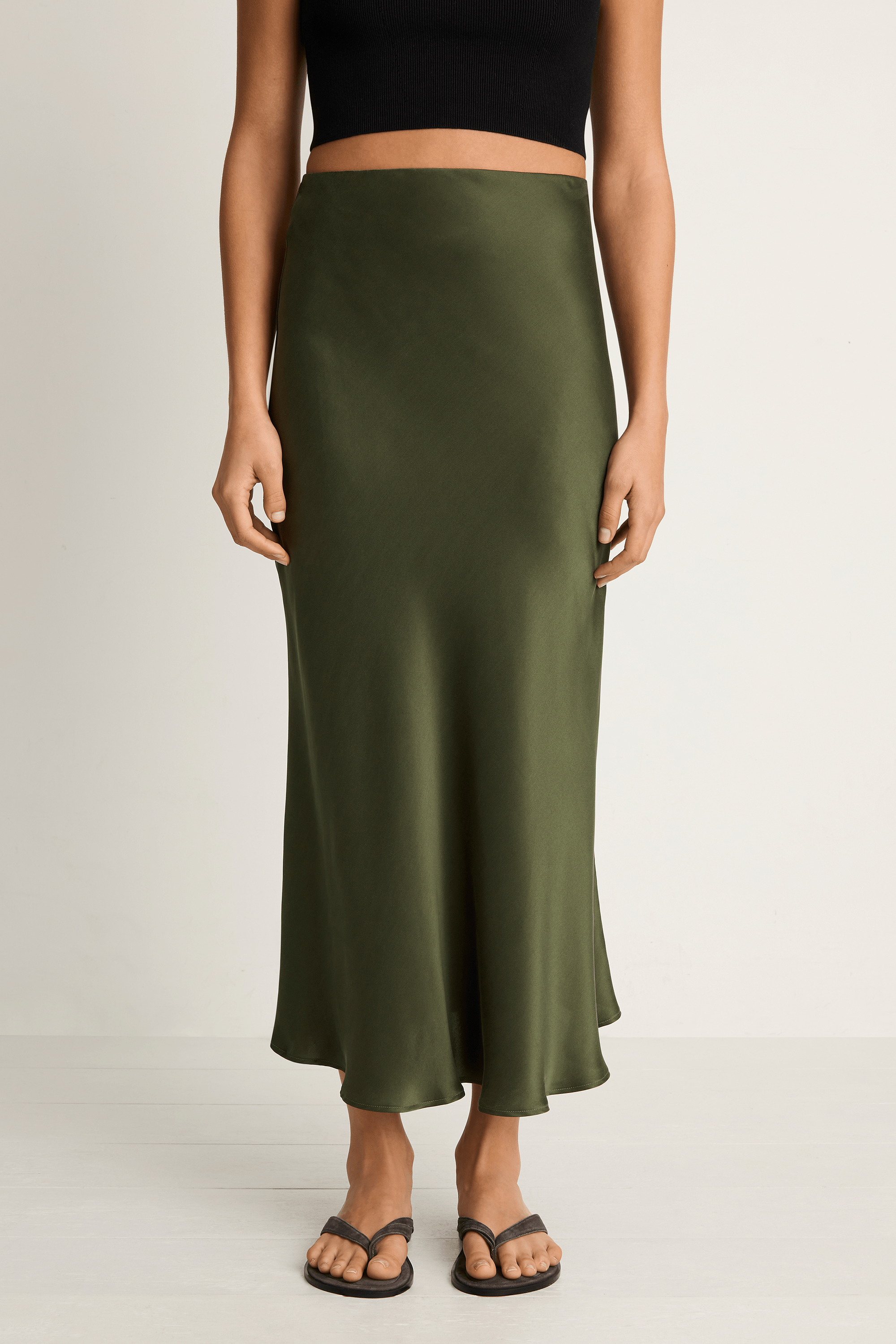 Silk Laundry Long Bias Skirt - Cedar