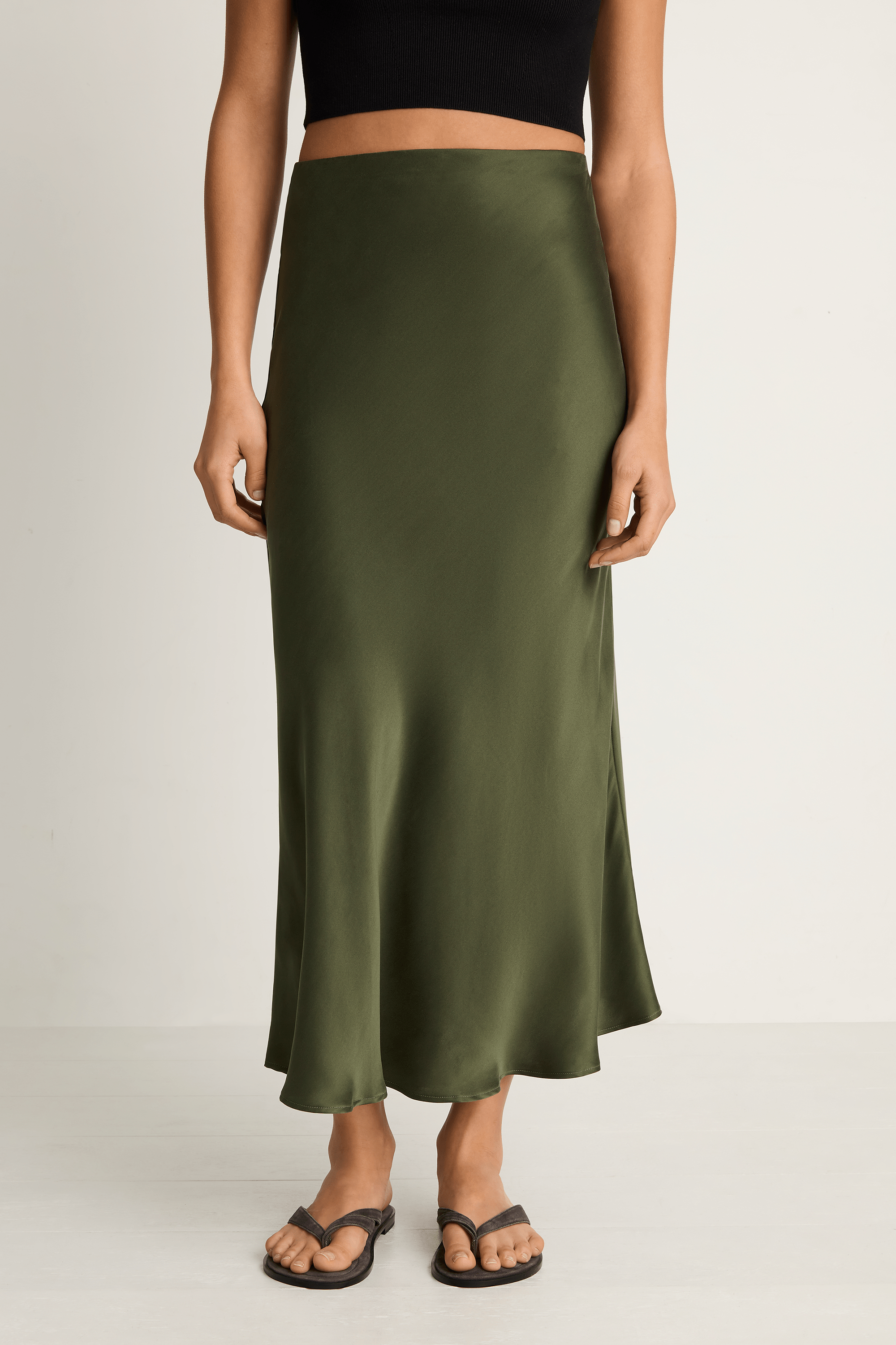 Silk Laundry Long Bias Skirt - Cedar