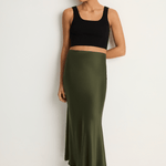 Silk Laundry Long Bias Skirt - Cedar