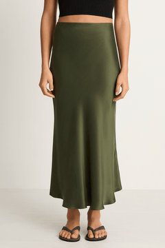 Silk Laundry Long Bias Skirt - Cedar