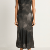 Silk Laundry Scoop Neck Dress - Smoke