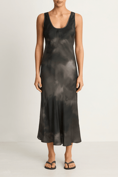 Silk Laundry Scoop Neck Dress - Smoke