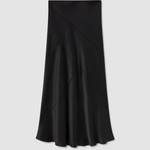 Silk Laundry Splice Long Bias Cut Skirt - Black