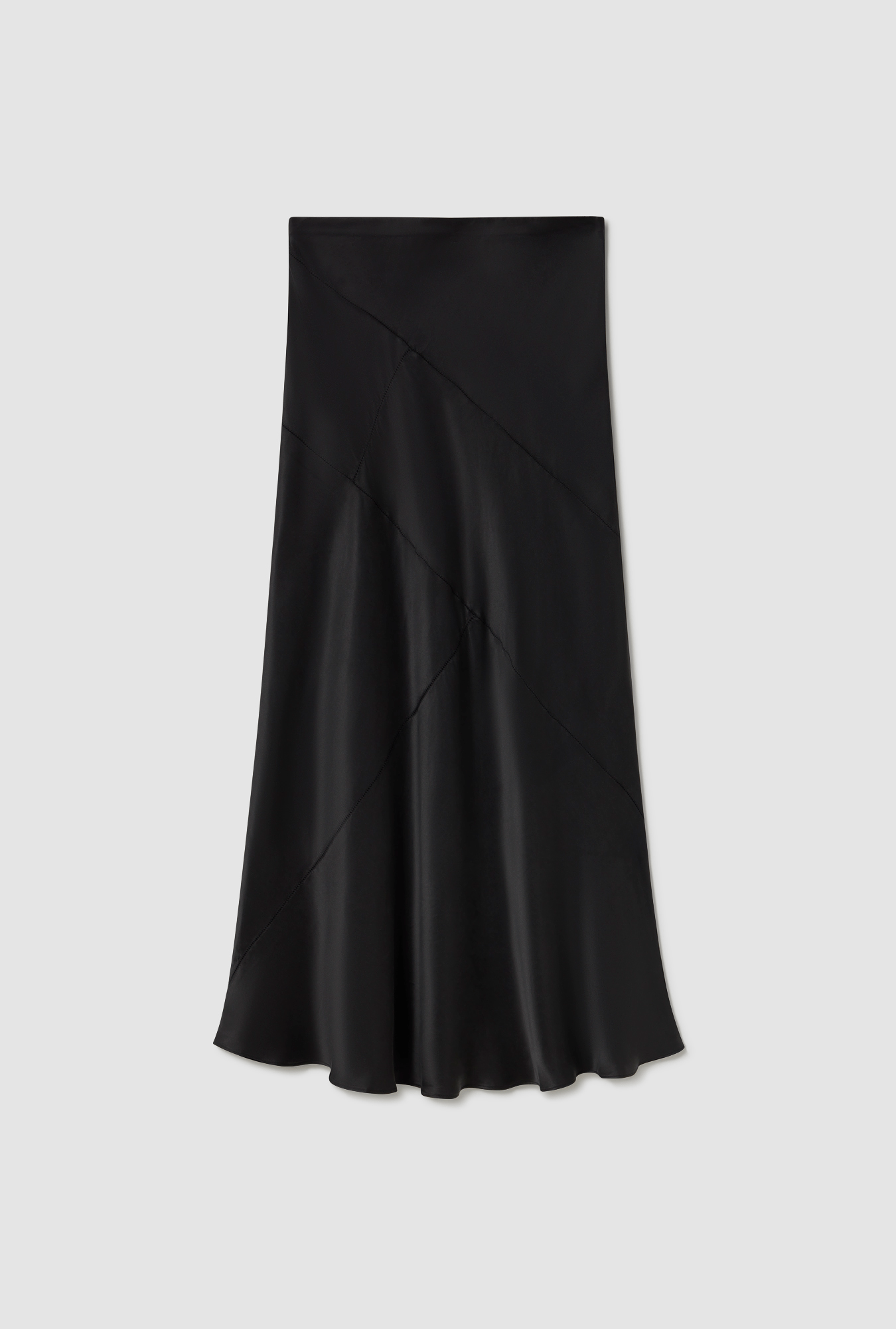 Silk Laundry Splice Long Bias Cut Skirt - Black