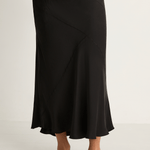 Silk Laundry Splice Long Bias Cut Skirt - Black