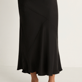 Silk Laundry Splice Long Bias Cut Skirt - Black