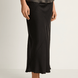 Silk Laundry Splice Long Bias Cut Skirt - Black