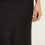 Silk Laundry Splice Long Bias Cut Skirt - Black