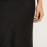 Silk Laundry Splice Long Bias Cut Skirt - Black