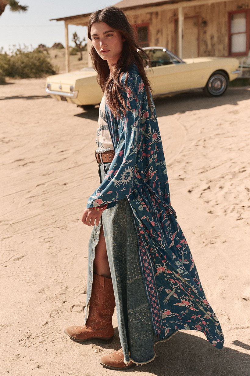 SPELL Desert Bandita Maxi Robe - Cobalt