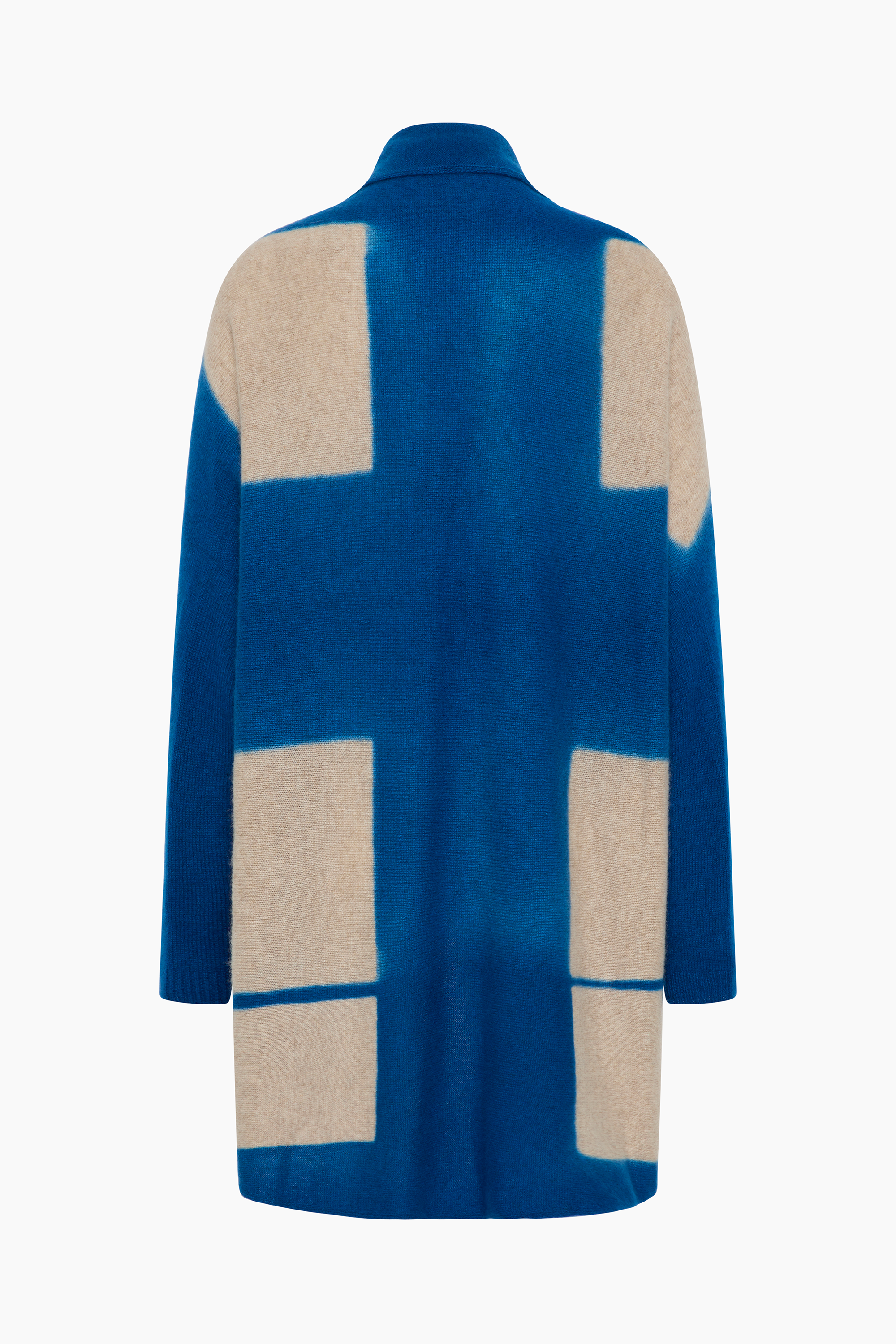 Suzusan Cashmere Seamless Upside Down Cape - Royal Blue / Sand