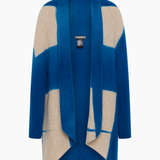 Suzusan Cashmere Seamless Upside Down Cape - Royal Blue / Sand